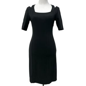 Boston Proper Vintage Y2K Black Dress Criss-Cross Back Sheath Nylon Stretch Sz 2